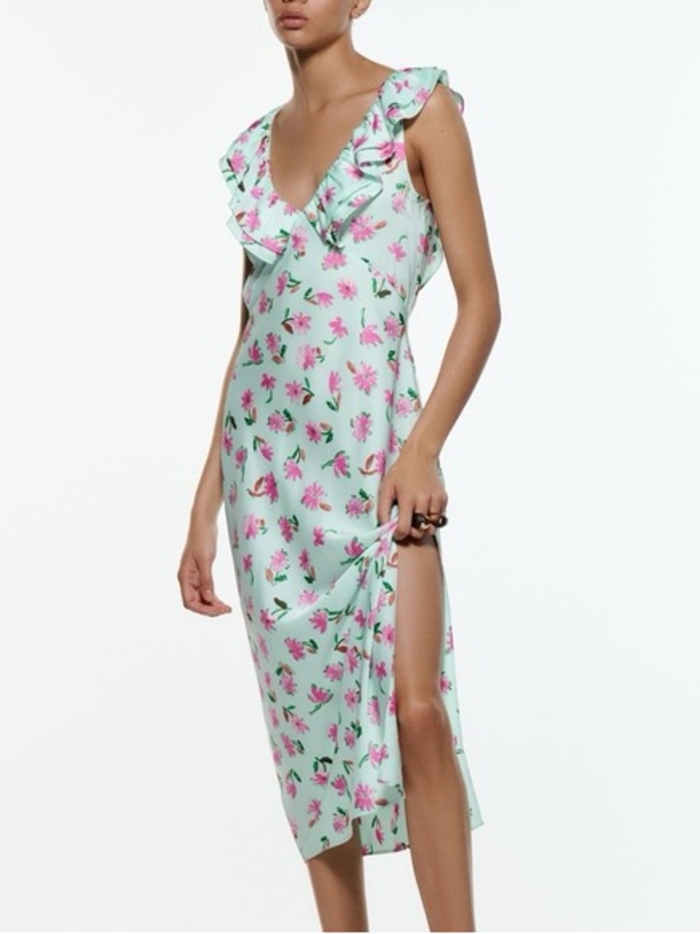 Zara floral satin dress
